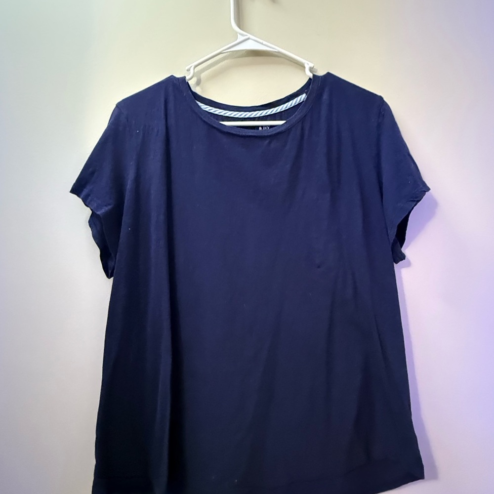 Navy Blue Short Sleeve Top